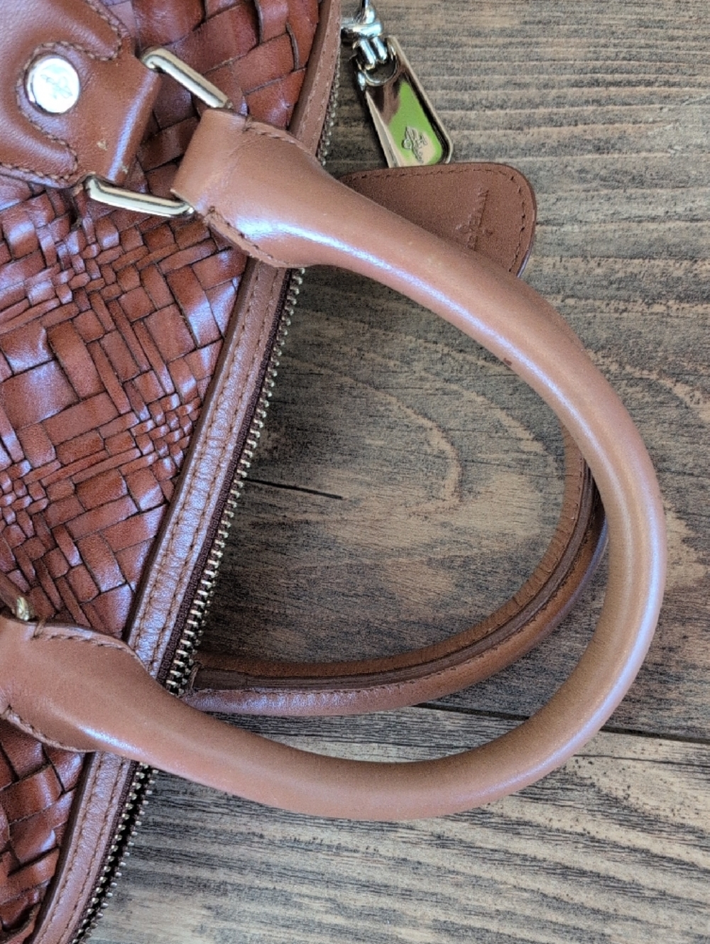 Cole Haan Woven Leather Satchel Boston Handbag M354 - Picture 15 of 15